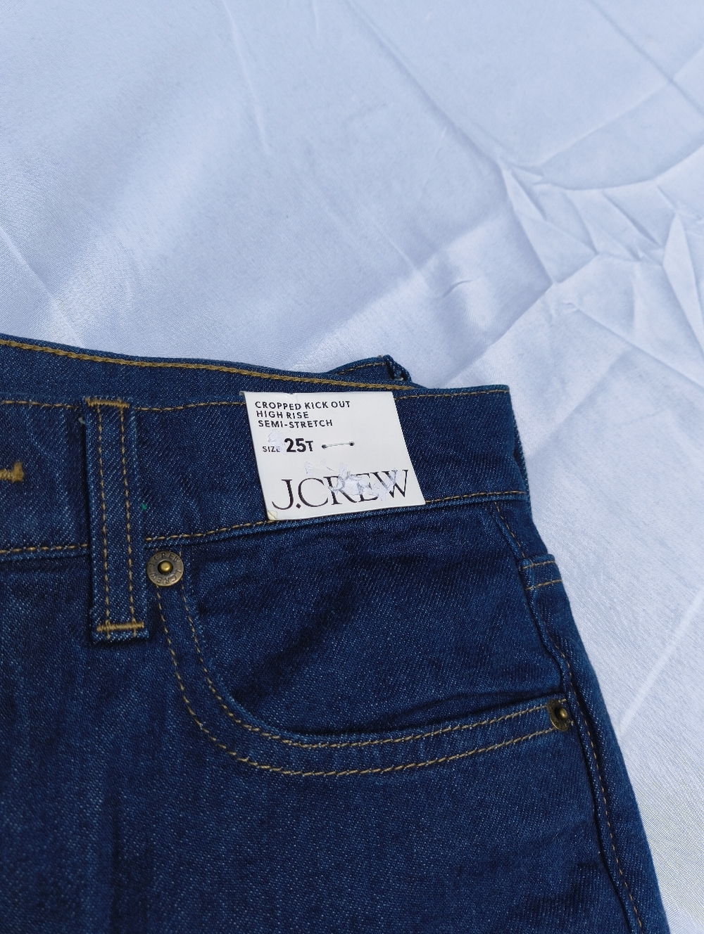 J.Crew Semi-stretch High Rise Cropped Kick Out Jeans Size 25T - Picture 4 of 9